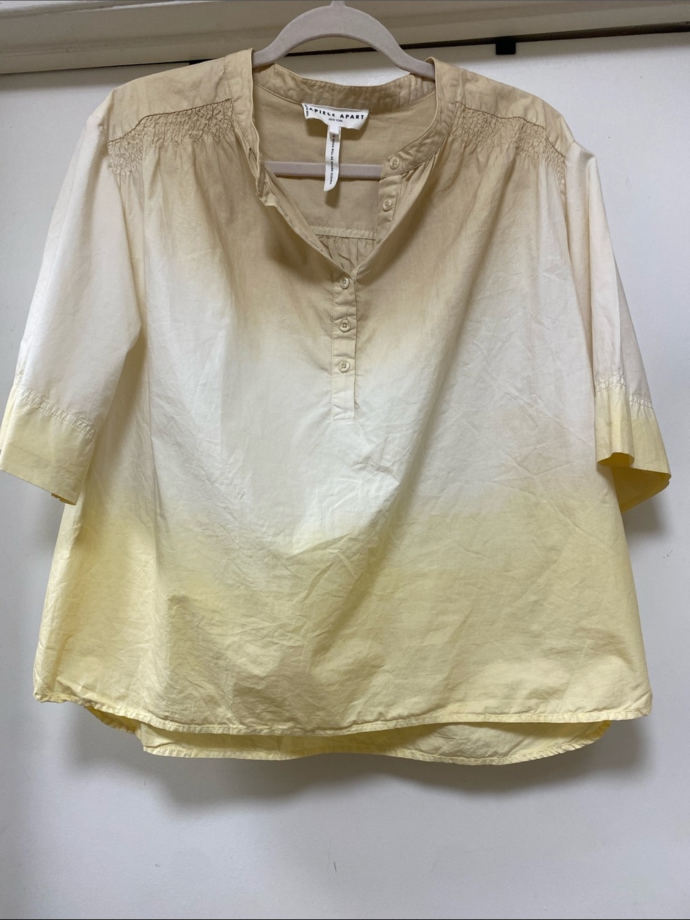 Apiece Apart Pale Yellow Ombre Henley Blouse